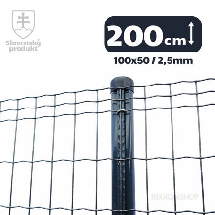 Zvárané pletivo PVC, 200cm(101,6x50,8/2,5) - 25m antracit